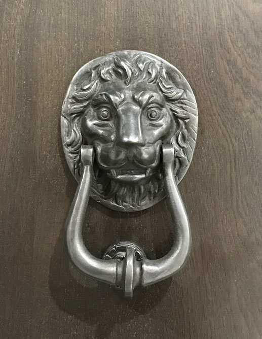 Porte Extérieur Acajou Sapele - Poignée Clenche Mortaise Ashley Norton AGSGL - Door Knocker Small Lion