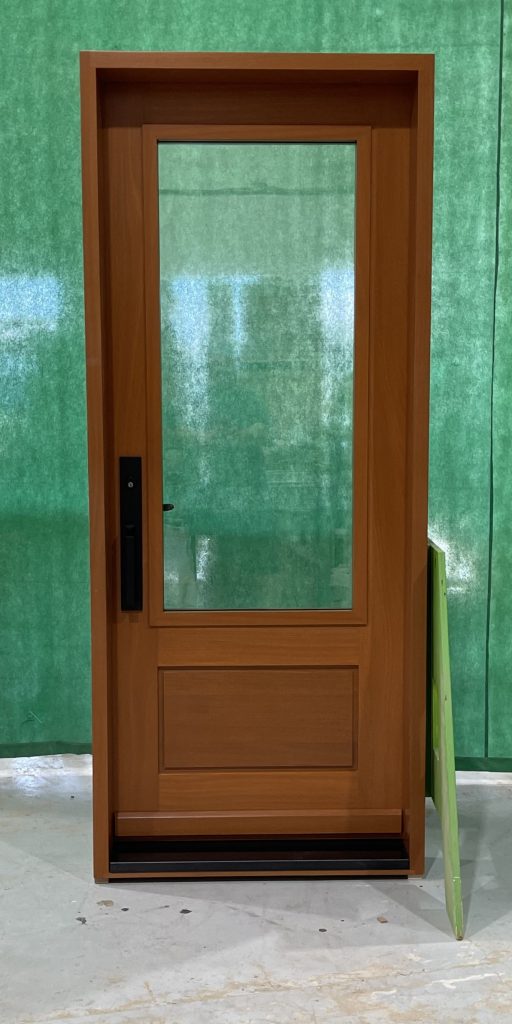 Porte Extérieur Acajou Sapele. Prémontée Simple. Poignée Mortaise de Colombo Modèle GS300
